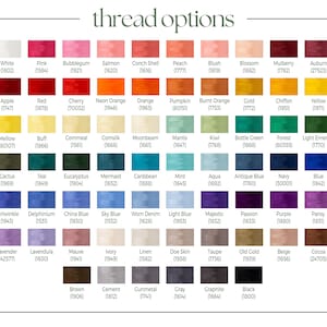 the color chart for thread options