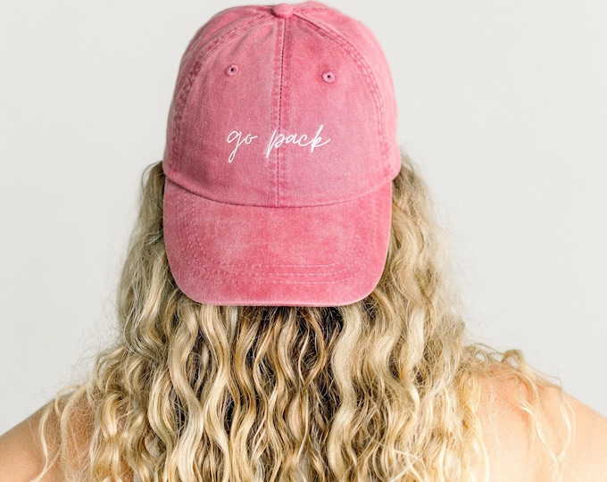 Go Pack Embroidered Pigment-Dyed Baseball Cap (MoonTime Font)
