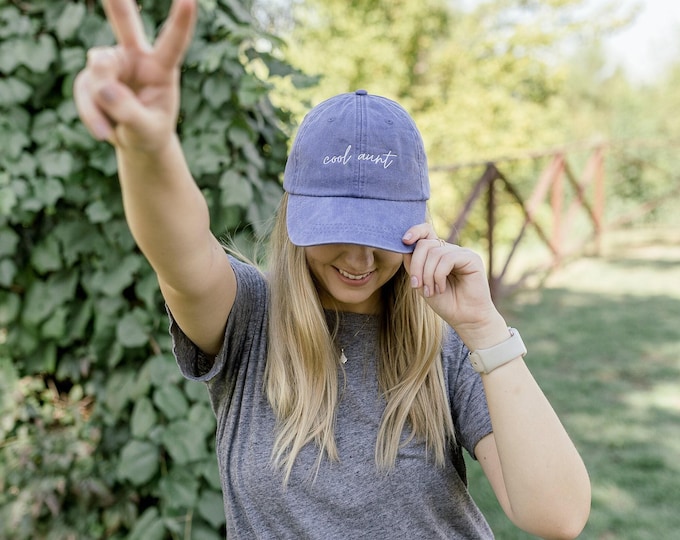 Cool Aunt Embroidered Pigment-Dyed Baseball Cap (MoonTime Font)