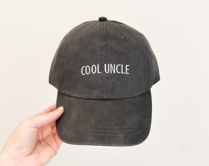 Cool Uncle Embroidered Pigment-Dyed Baseball Cap (Block Condensed Font)