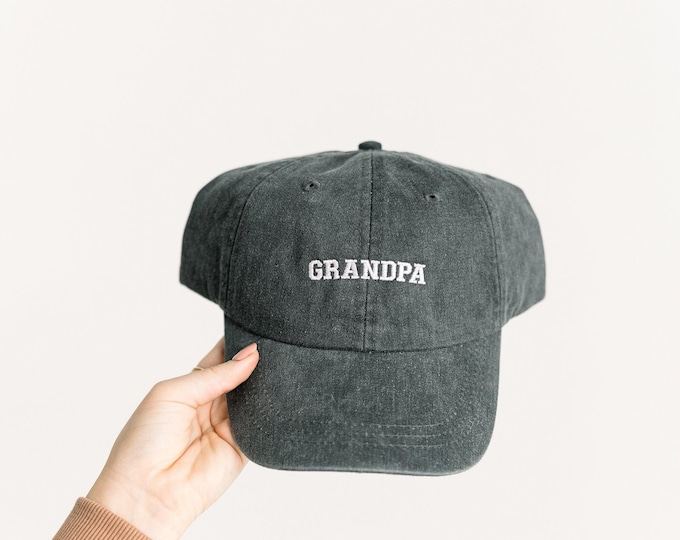 Grandpa Embroidered Pigment-Dyed Baseball Cap (Sport Font)