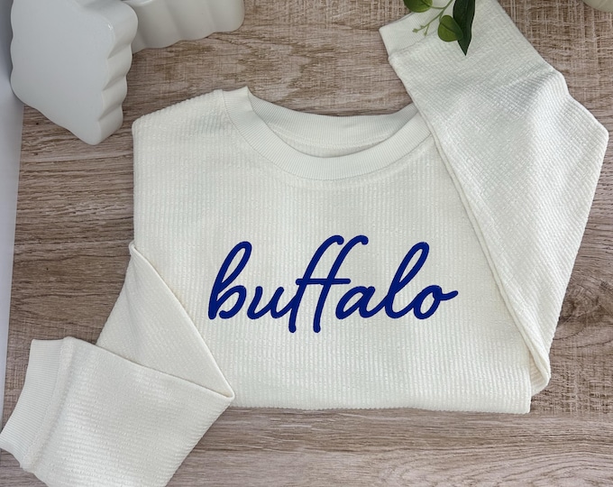 Buffalo Embroidered Corduroy Crewneck Pullover - ADULT UNISEX SIZING