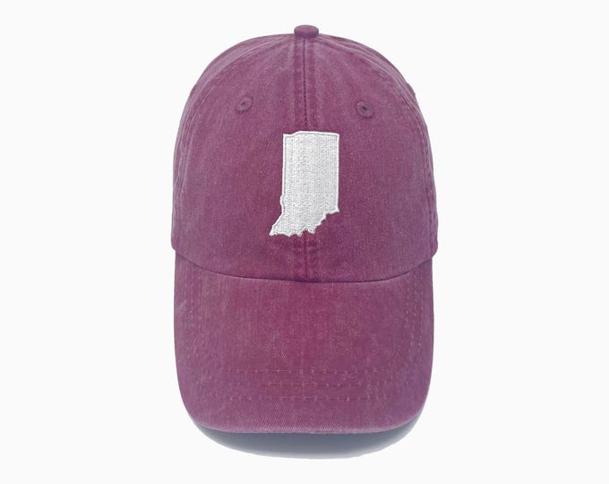 Indiana (IN) State Embroidered Pigment-Dyed Baseball Cap