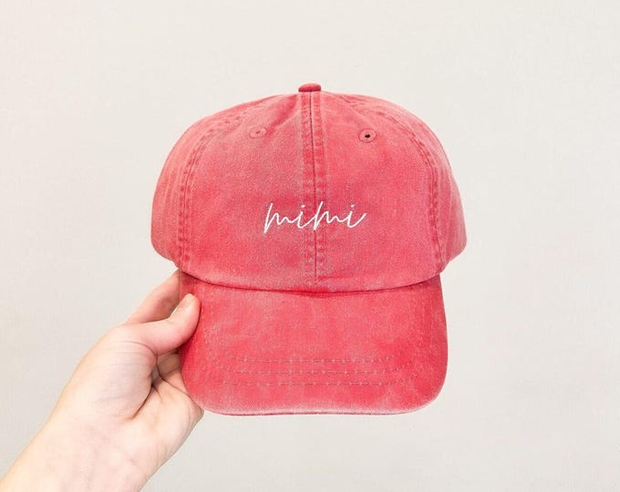 Mimi Embroidered Pigment-Dyed Baseball Cap (MoonTime Font)