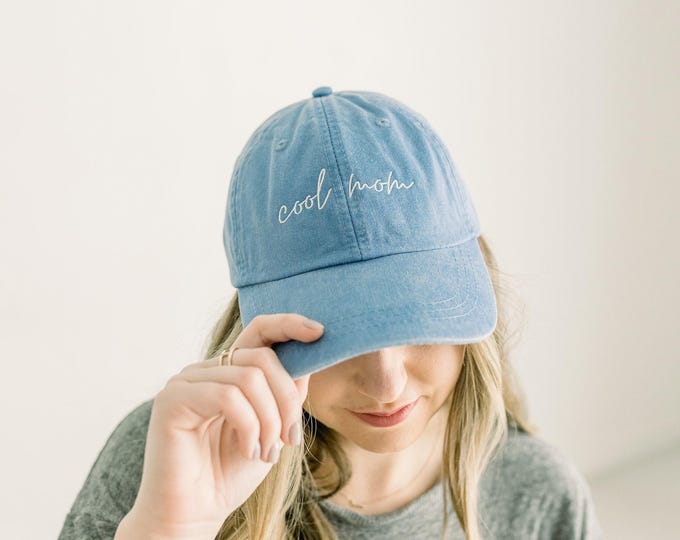 Cool Mom Embroidered Pigment-Dyed Baseball Cap (MoonTime Font)