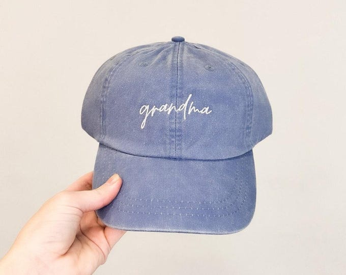 Grandma Embroidered Pigment-Dyed Baseball Cap (MoonTime Font)