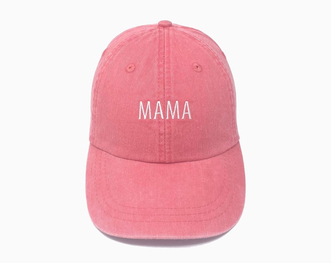 Mama Embroidered Pigment-Dyed Baseball Cap (Block Condensed Font)