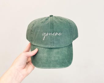 Gruene Embroidered Pigment-Dyed Baseball Cap (MoonTime Font)