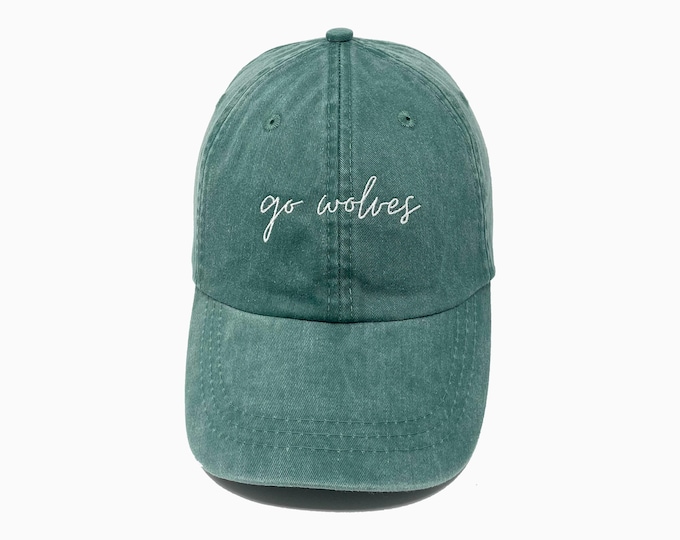 Go Wolves Embroidered Pigment-Dyed Baseball Cap (MoonTime Font)