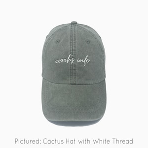 Coach&#39;s Wife Embroidered Pigment-Dyed Baseball Cap (MoonTime Font) - ADULT SIZING