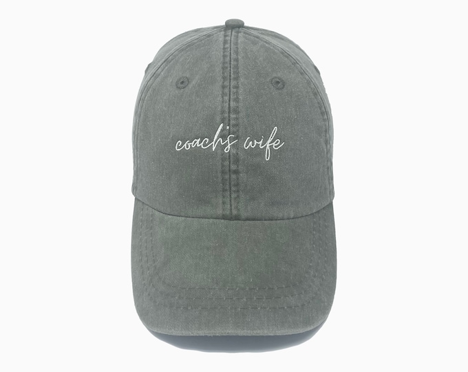 Coach's Wife Embroidered Pigment-Dyed Baseball Cap (MoonTime Font) - ADULT SIZING