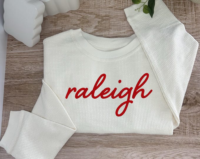 Raleigh Embroidered Corduroy Crewneck Pullover - ADULT UNISEX SIZING