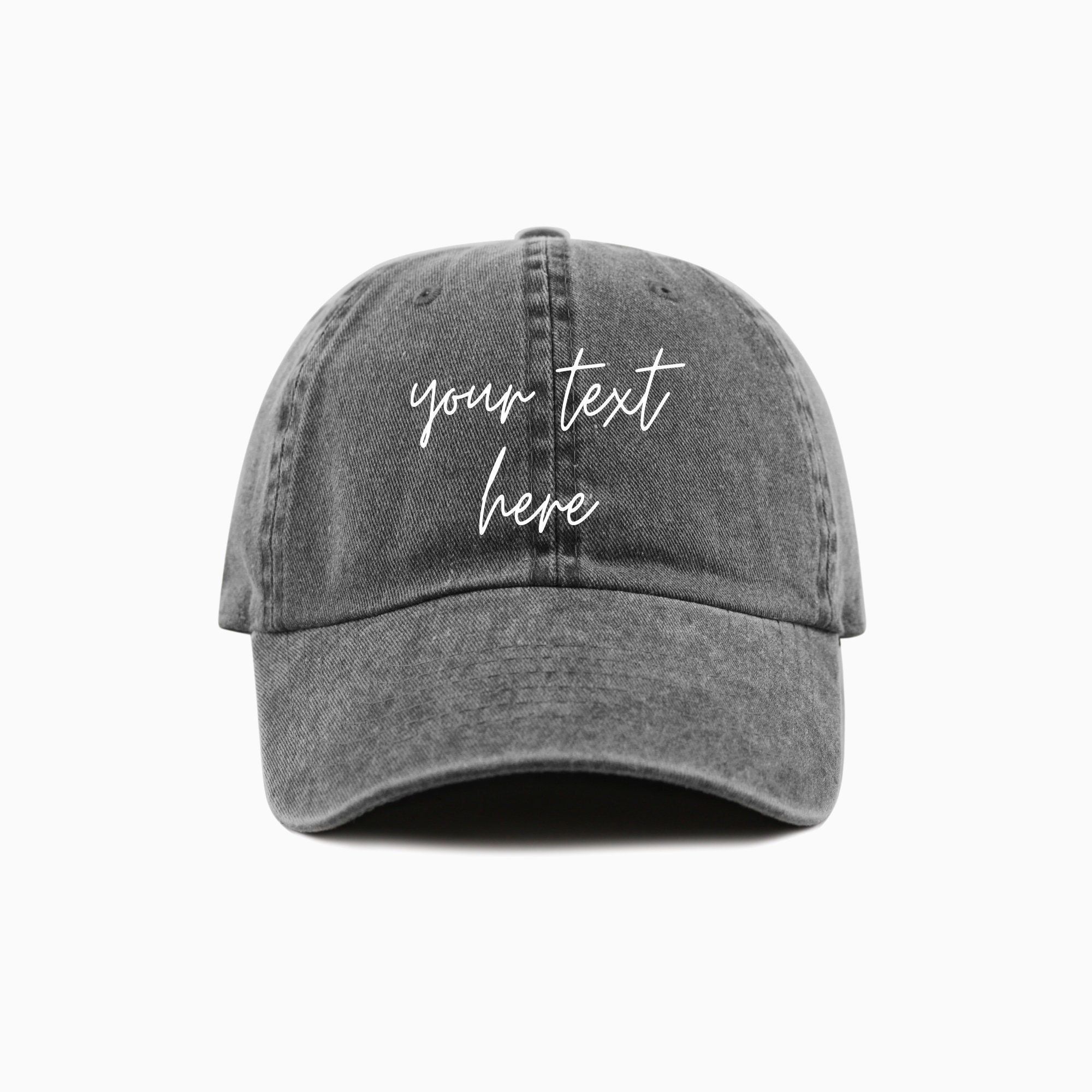 Custom Text Embroidered Pigment-Dyed Baseball Cap - ADULT SIZING