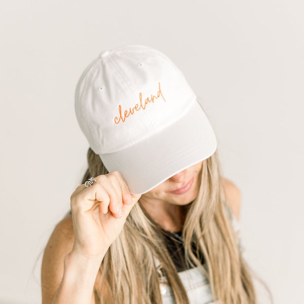 Cleveland Embroidered Pigment-Dyed Baseball Cap (MoonTime Font) - Adult Unisex & Kids Sizing