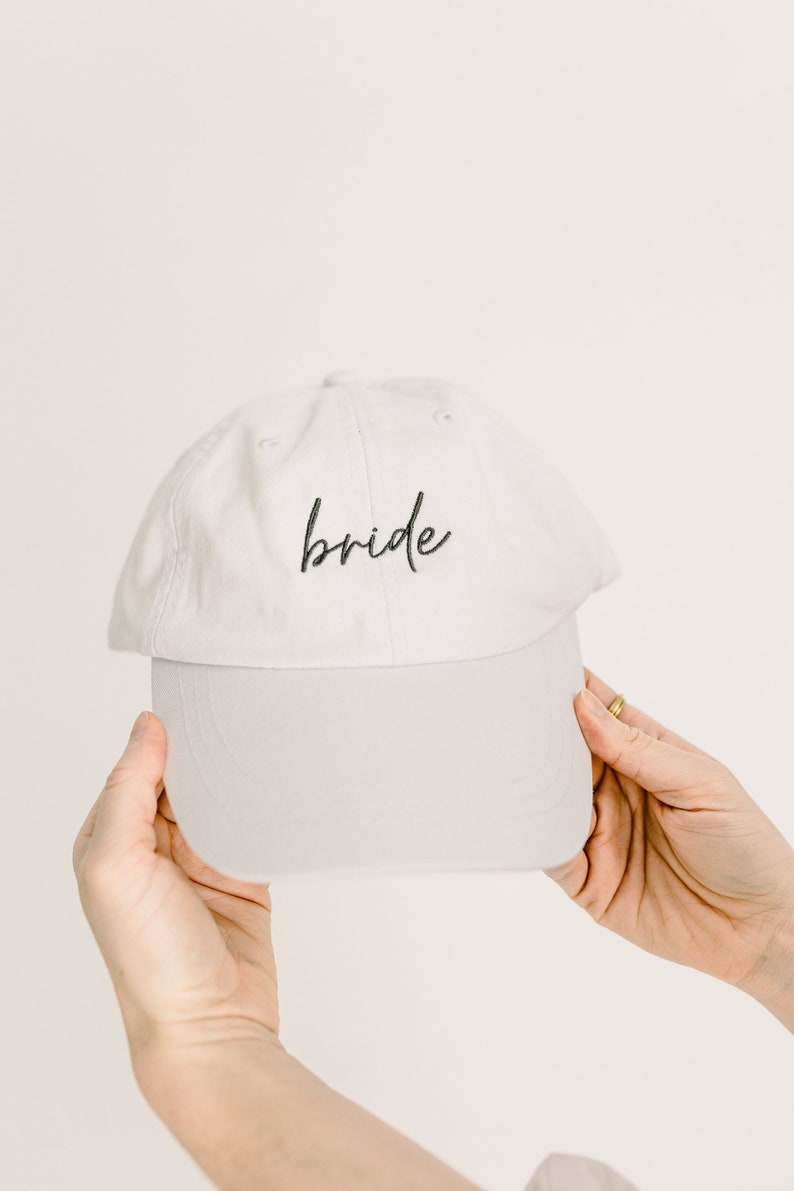 Bride Embroidered Pigment-Dyed Baseball Cap MoonTime Font Adult Unisex & Kids Sizing image 1