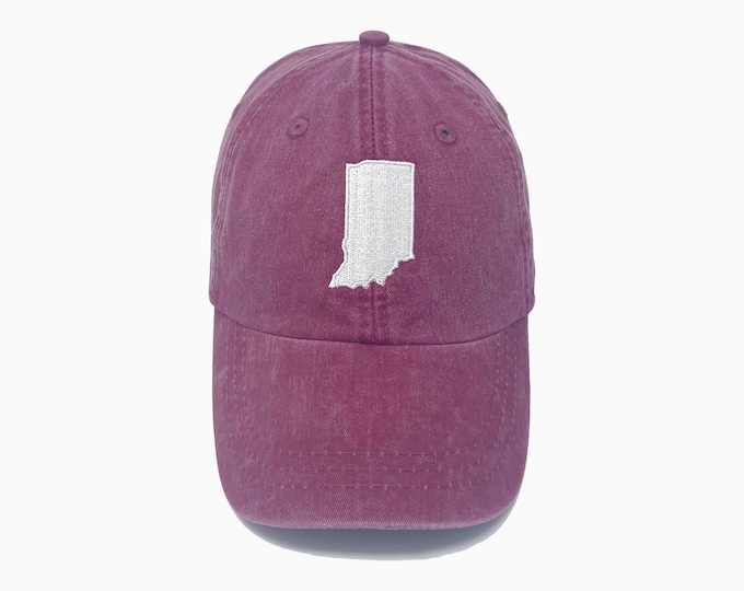 Indiana (IN) State Embroidered Pigment-Dyed Baseball Cap - ADULT SIZING
