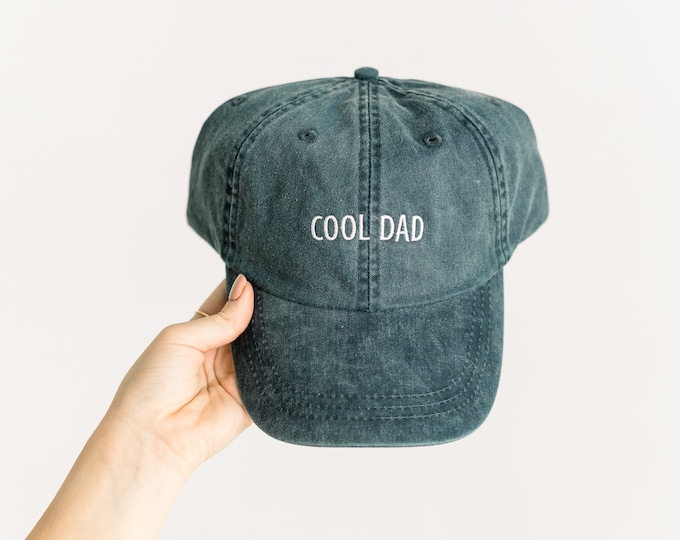 Cool Dad Embroidered Pigment-Dyed Baseball Cap (Block Condensed Font) - ADULT SIZING