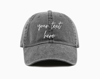 Custom Text Embroidered Pigment-Dyed Baseball Cap