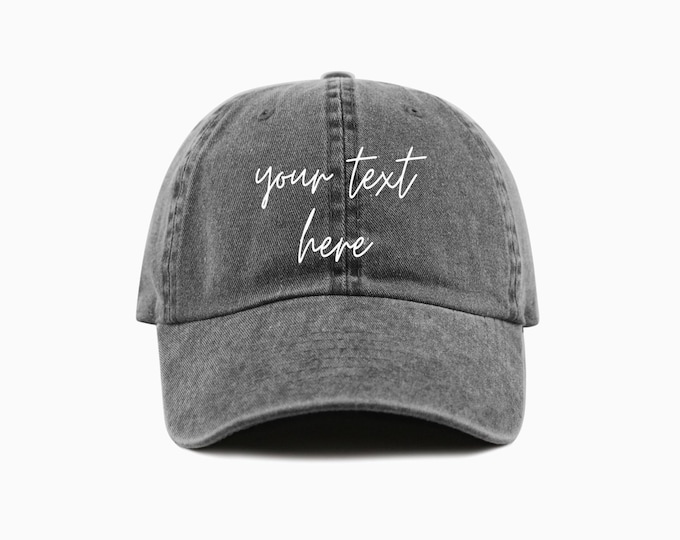 Custom Text Embroidered Pigment-Dyed Baseball Cap