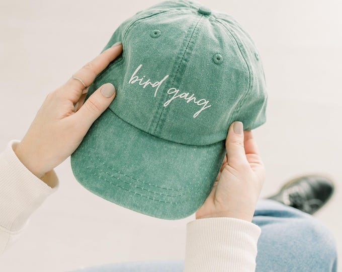 Bird Gang Embroidered Pigment-Dyed Baseball Cap (MoonTime Font)