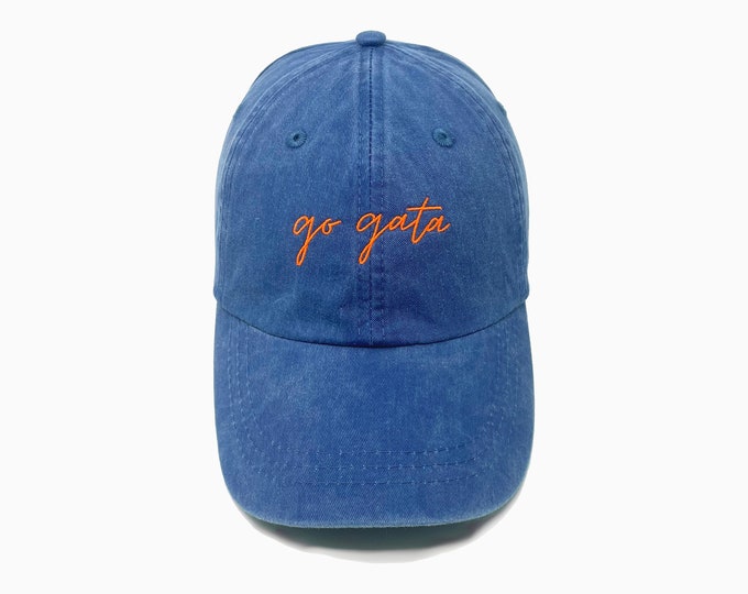 Go Gata Embroidered Pigment-Dyed Baseball Cap (MoonTime Font) - ADULT SIZING