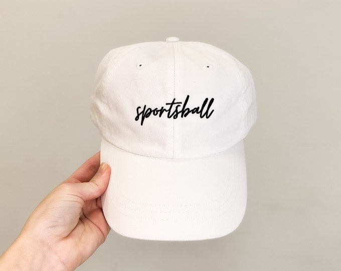 Sportsball Embroidered Pigment-Dyed Baseball Cap (MoonTime Font) - Adult Unisex & Kids Sizing