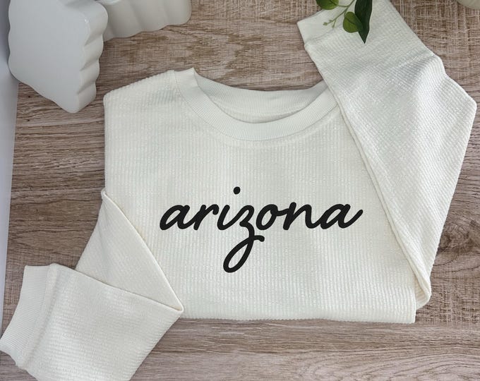 Arizona Embroidered Corduroy Crewneck Pullover - ADULT UNISEX SIZING