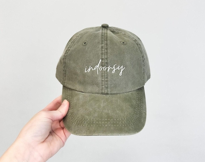 Indoorsy Embroidered Pigment-Dyed Baseball Cap (MoonTime Font)