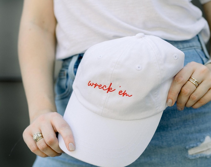 Wreck ‘Em Embroidered Pigment-Dyed Baseball Cap (MoonTime Font)