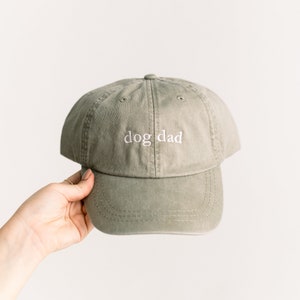 Dog Dad Embroidered Pigment-Dyed Baseball Cap (Garamond Font) - ADULT SIZING