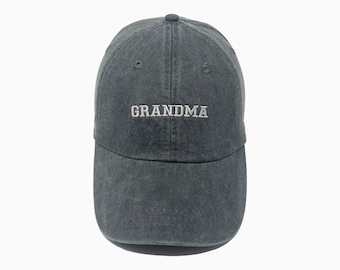 Grandma Embroidered Pigment-Dyed Baseball Cap (Sport Font) - ADULT SIZING
