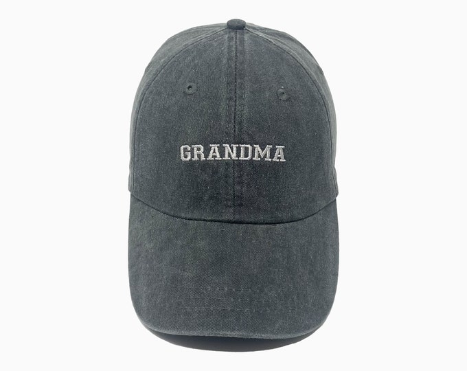 Grandma Embroidered Pigment-Dyed Baseball Cap (Sport Font) - ADULT SIZING