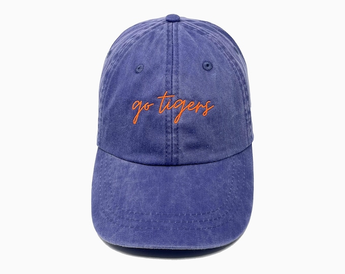Go Tigers Embroidered Pigment-Dyed Baseball Cap (MoonTime Font)