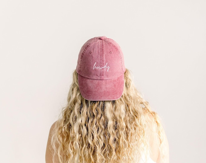 Howdy Embroidered Pigment-Dyed Baseball Cap (MoonTime Font)