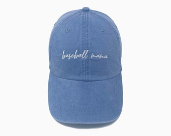 Baseball Mama Embroidered Pigment-Dyed Baseball Cap (MoonTime Font)