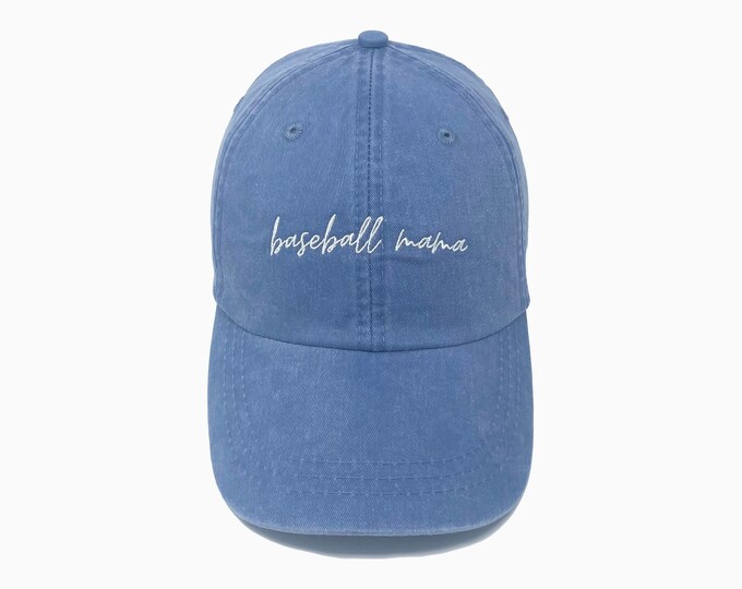 Baseball Mama Embroidered Pigment-Dyed Baseball Cap (MoonTime Font) - ADULT SIZING