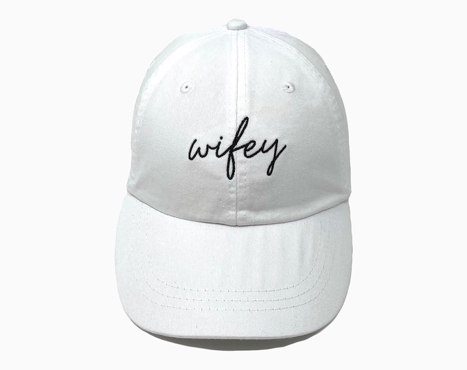 Wifey Embroidered Pigment-Dyed Baseball Cap (MoonTime Font) - ADULT SIZING