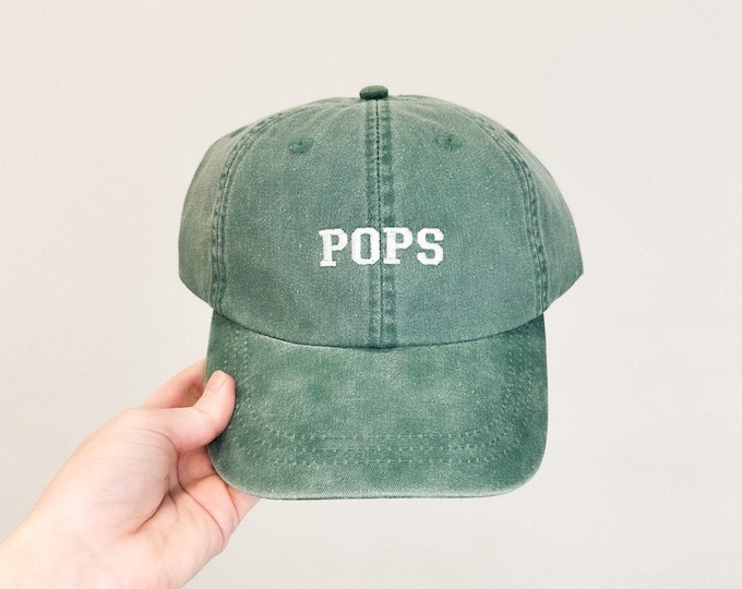 Pops Embroidered Pigment-Dyed Baseball Cap (Sport Font)