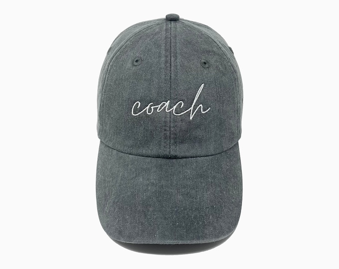 Coach Embroidered Pigment-Dyed Baseball Cap (MoonTime Font) - ADULT SIZING