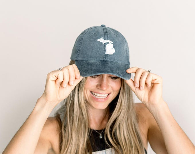Michigan (MI) State Embroidered Pigment-Dyed Baseball Cap