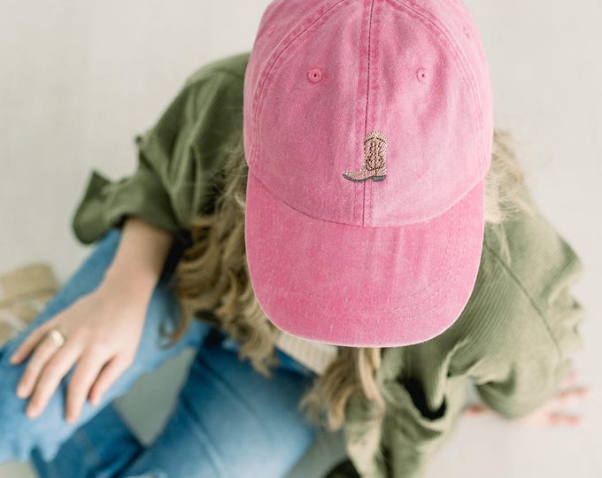 Cowboy Boot Embroidered Pigment-Dyed Baseball Cap