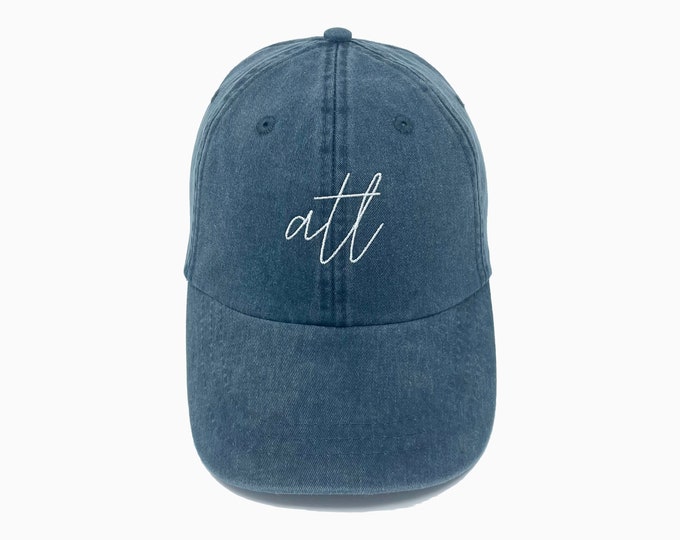 ATL Embroidered Pigment-Dyed Baseball Cap (MoonTime Font) - ADULT SIZING