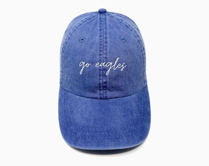 Go Eagles Embroidered Pigment-Dyed Baseball Cap (MoonTime Font)