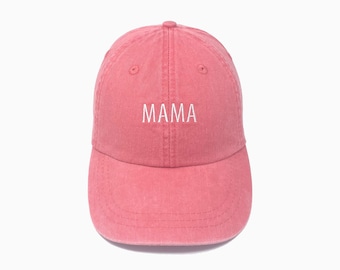 Mama Embroidered Pigment-Dyed Baseball Cap (Block Condensed Font)