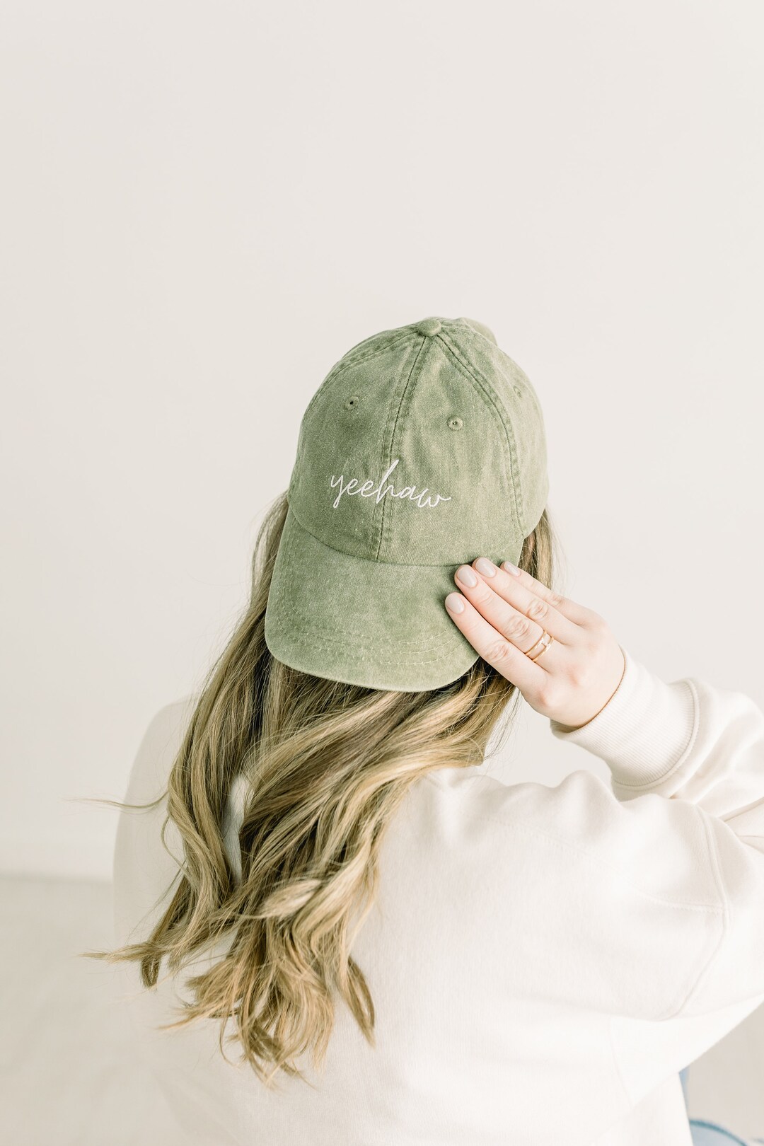 Yeehaw Embroidered Pigment-dyed Baseball Cap (moontime Font  display picture 1