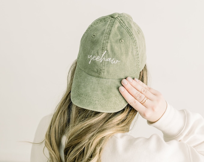 Yeehaw Embroidered Pigment-Dyed Baseball Cap (MoonTime Font) - ADULT SIZING