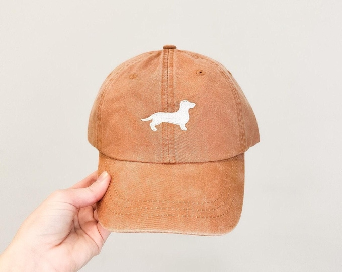 Dachshund/Wiener Dog Embroidered Pigment-Dyed Baseball Cap