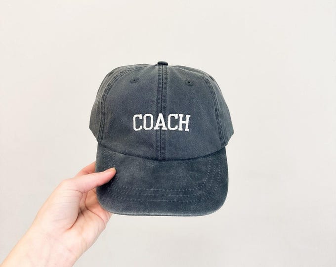 Coach Embroidered Pigment-Dyed Baseball Cap (Athletic Font)
