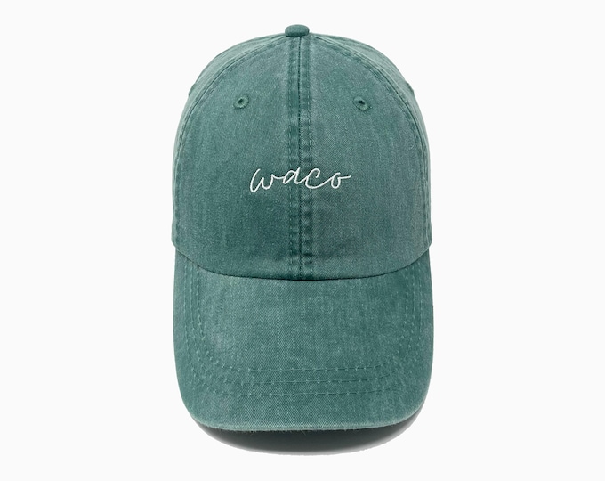 Waco (TX) Embroidered Pigment-Dyed Baseball Cap (MoonTime Font)