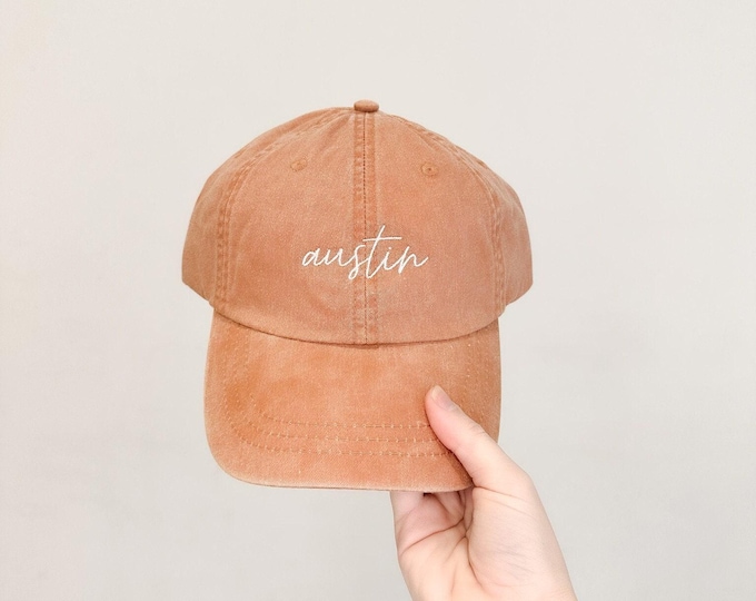 Austin Embroidered Pigment-Dyed Baseball Cap (MoonTime Font)